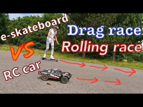 E-Skateboard VS RC car! DRAG RACE/ ROLLING RACE |  Backfire Zealot VS Traxxas slash