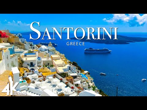 Santorini 4K - Soothing Music With Stunning Beautiful Nature For Stress Relief (4K Video Ultra)
