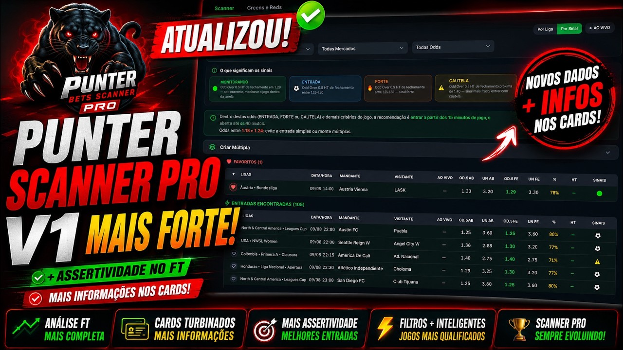 🚨 NOVA ATUALIZAÇÃO! PUNTER SCANNER PRO V1 COM MAIS INFORMAÇÕES E ANÁLISE FT TURBINADA!