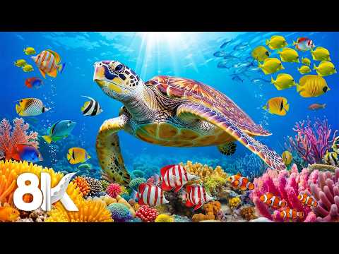 Beautiful Coral Reef Aquarium 8K 🐠 Relaxing Ocean Sounds for Stress Relief