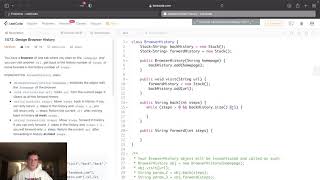 YouTube video 'Leetcode Solution - 1472 Design Browser History'