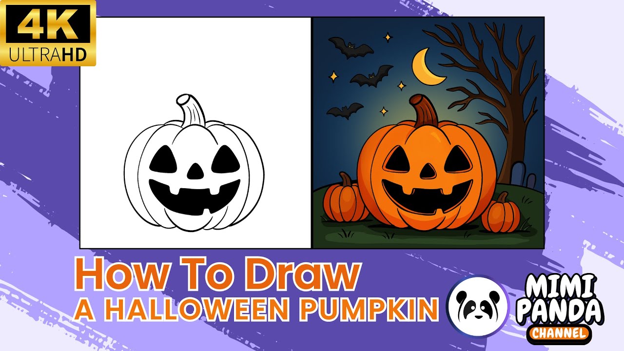 How to Draw a Halloween Pumpkin Step by Step | Mimi Panda
