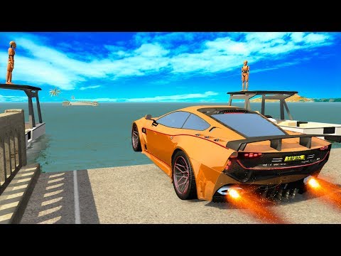 BeamNG Drive - High speed Water sliding Crashes #6 | CrashTherapy