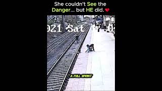 The Exact Moment a Stranger Raced a Train for a Blind Mother's Child!