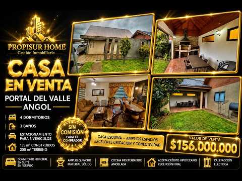 Casa en Venta en Portal del Valle, Angol | 4 Dormitorios, 3 Baños y Quincho