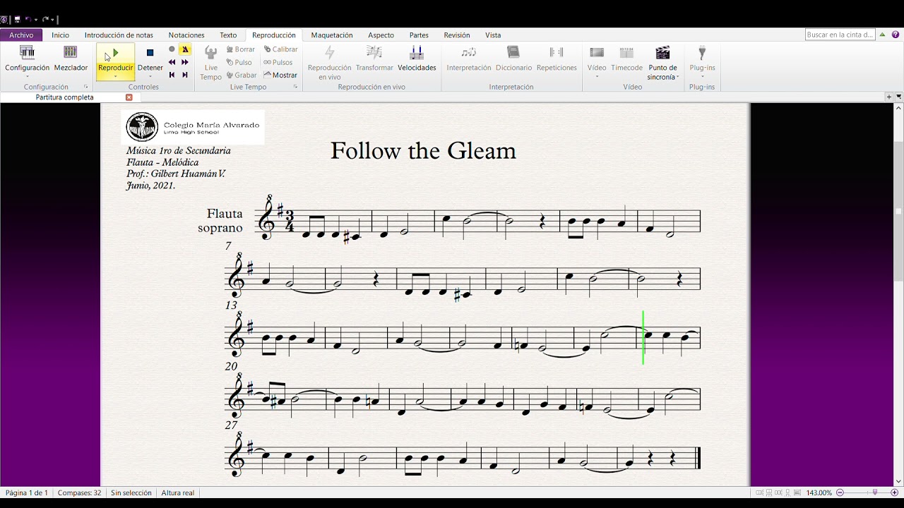 Follow the gleam  - Partitura