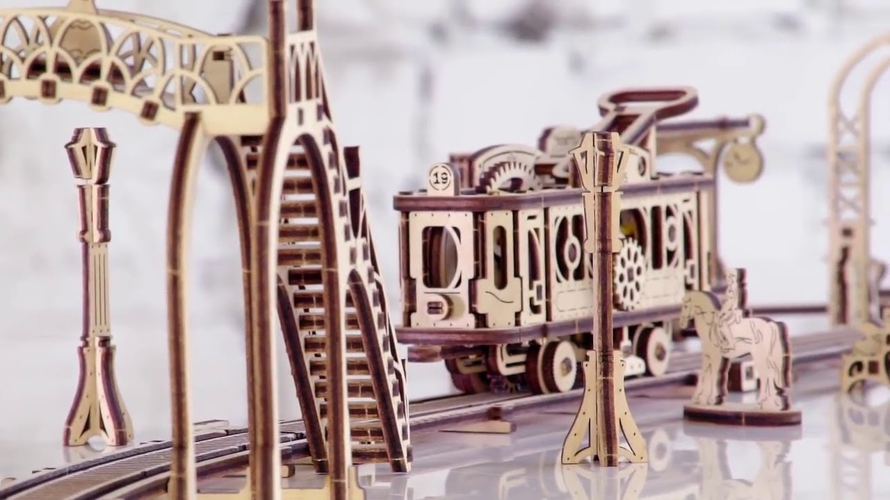 Ugears Трамвайная линия - механический деревянный конструктор