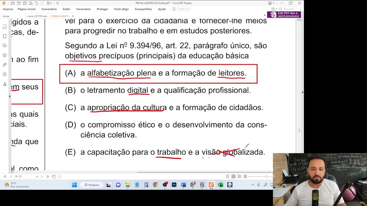 Resolução das questões de conhecimentos específicos da prova de Agente Escolar