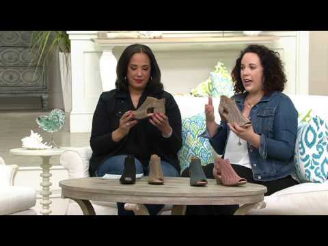 Earth Nubuck Perforated Peep-toe Booties - Keri on QVC