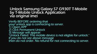 Unlock Samsung Galaxy S7 T Mobile G930T USA any sim card