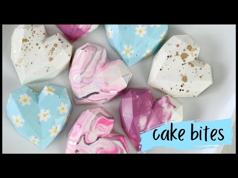 Geometric Heart Mold Cake Bites