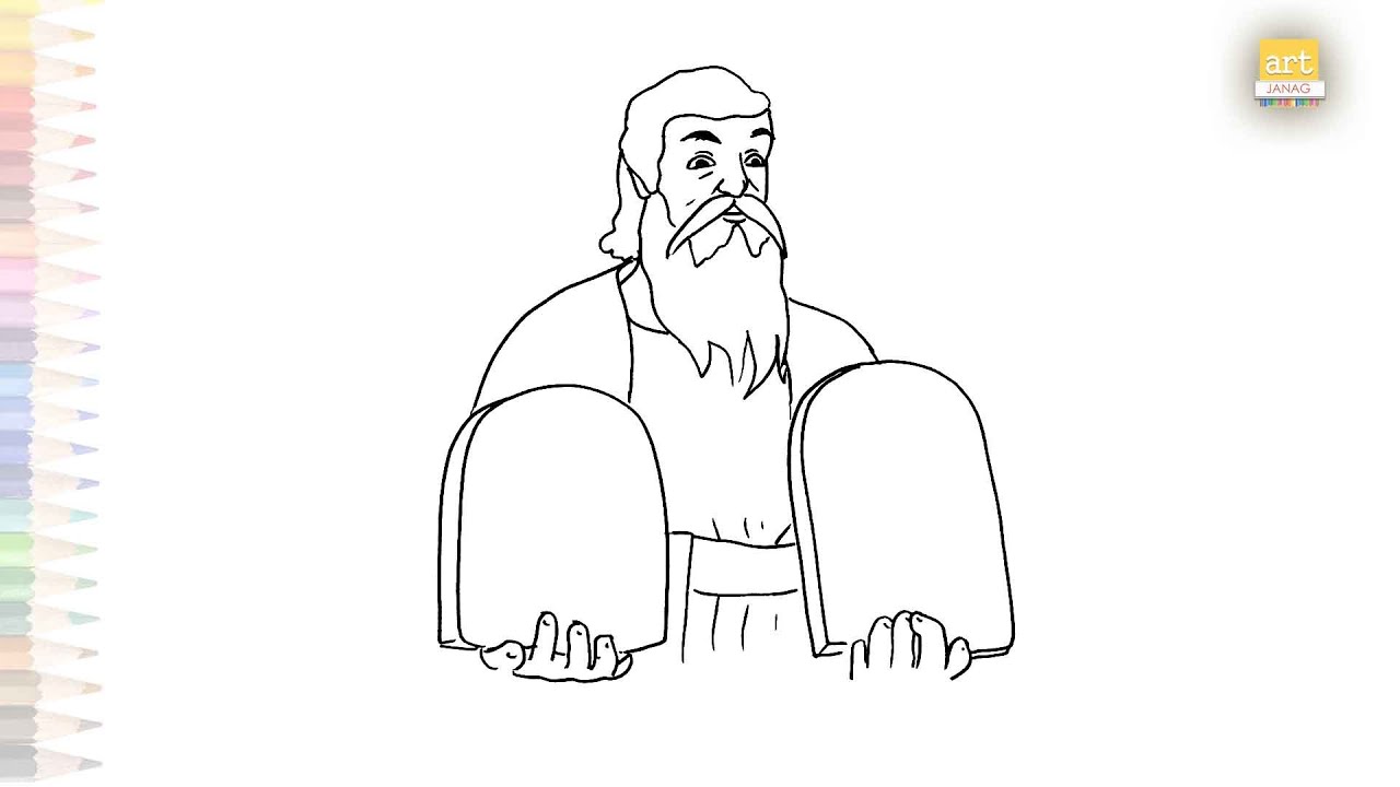 Moses ten Commandments drawing | Bible story drawings easy | How to draw Moses | #artjanag