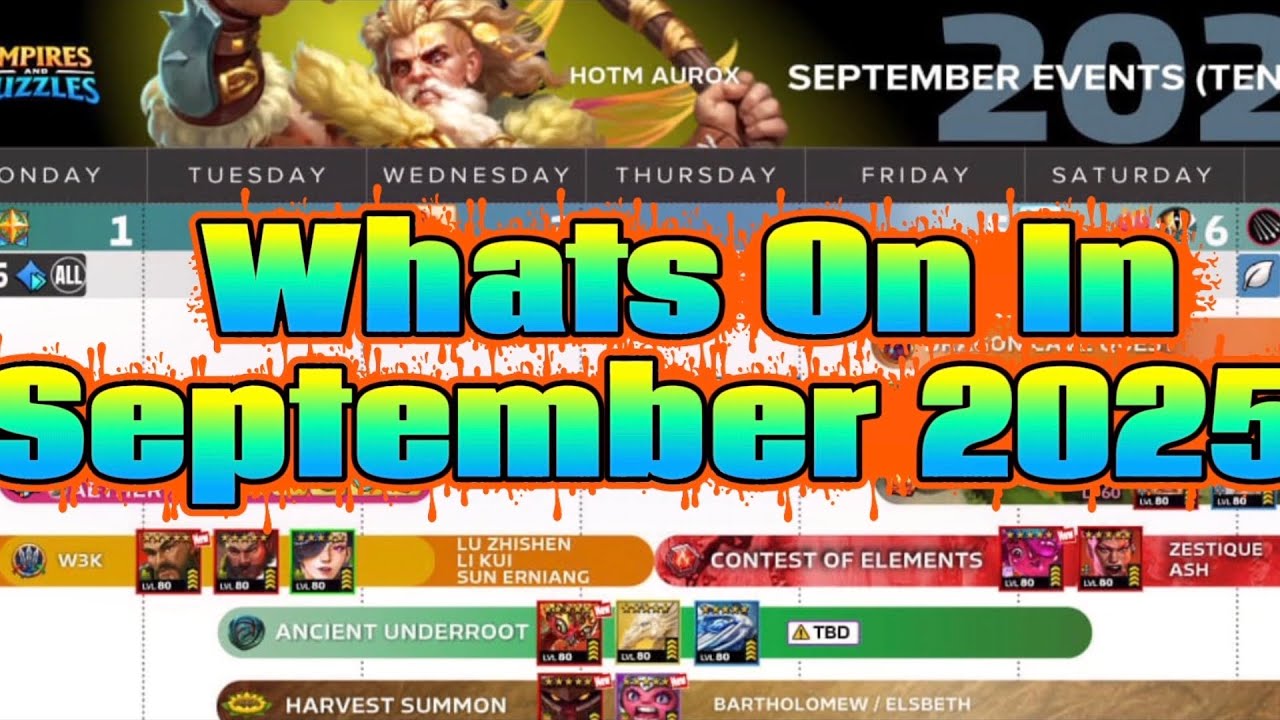 Empires & Puzzles September 2025 Calendar of Events, GEM SUMMON, Hero Coach, Hero Preview's etc. 🤩🍻 