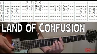Genesis Land of Confusion Guitar Tab Chords Lesson also Disturbed