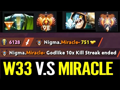 W33 Earth Spirit vs MIRACLE Slark! GODLIKE STILL LOSE Epic Battle - Dota 2 Pro Gameplay