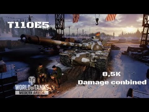 T110E5 in Raseiniai:9,5K damage conbined:Wot console - World of Tanks