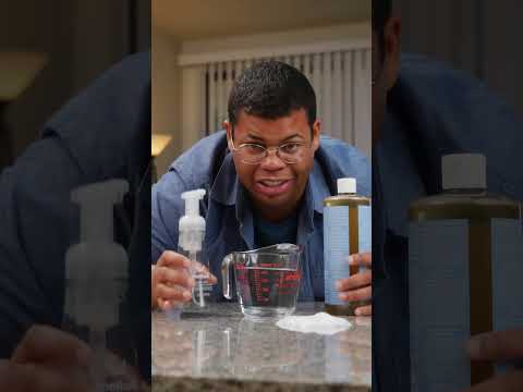 Part of a video titled How to make DIY foam soap #problemsolved #cleaning #diysoap
