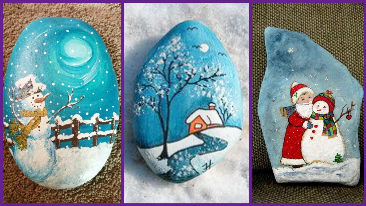 Beautiful Christmas Rock Painting Designs//Pebbles Painting Ideas
