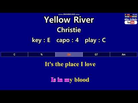 Yellow River - Christie ( Karaoke & Easy Guitar Chords ) Key : E      Capo : 4