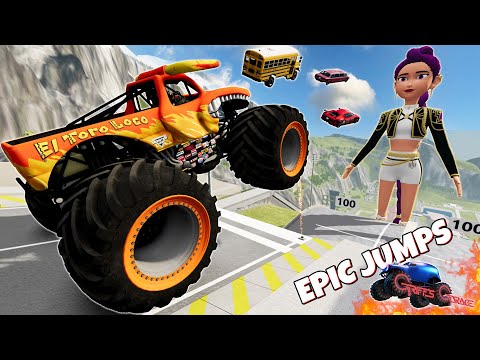 Crashing GIANT Monster Trucks Into K Pop Demon Hunters! | Random Mods Total Destruction | BeamNG