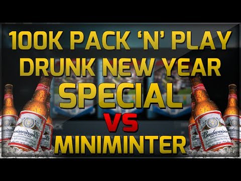 100K PACK 'N' PLAY DRUNK NEW YEAR SPECIAL | Vs Miniminter | FIFA 14 Ultimate Team Live!