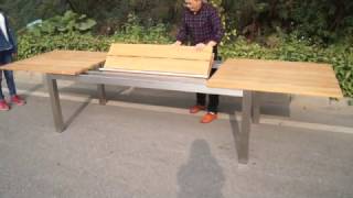 OUTFLEXX Ausziehtisch, Teakholz/Edelstahl, Plattenstärke 30mm, 220/340x100cm, FSC®-zertifiziertes Produkt