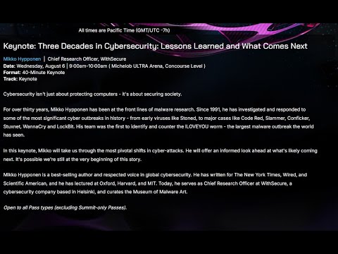 Black Hat USA 2025 Keynote | Mikko Hypponen | Three Decades in Cybersecurity