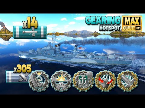 Destroyer Gearing: MVP on map Hotspot - World of Warships