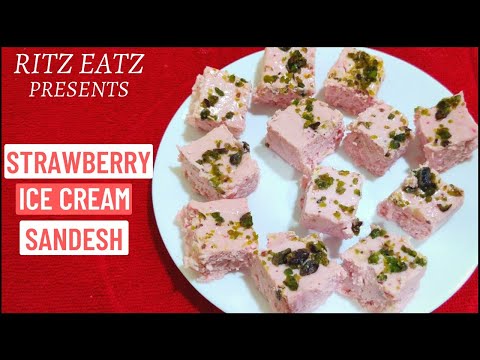 Strawberry Icecream Sandesh Recipe | Bengali Sweets Recipe | Icecream Sandesh | Ritz Eatz