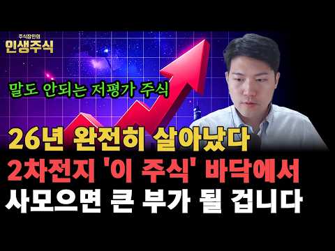 26년 완전히 살아났다, 2차전지 말도 안되는 저평가 '이 주식' 바닥에서 사모으면 큰 부가 될 겁니다 [인생주식]