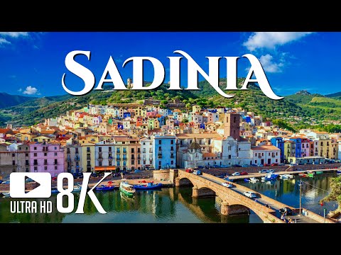Flying Over Sardinia (8K UHD) - Relaxing Music with Beautiful Nature - 8K UHD Video