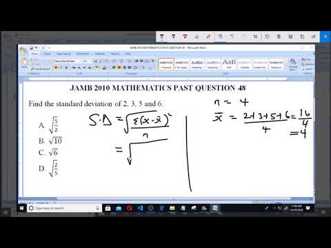JAMB 2010 MATHEMATICS PAST QUESTION 48 Standard Deviation
