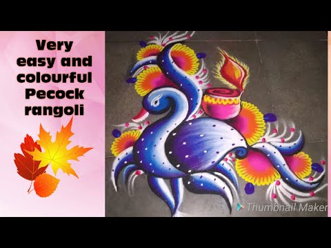 peacock rangoli design tutorial by jyoti