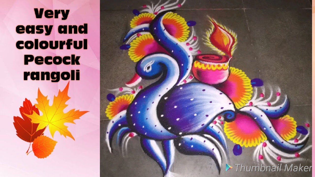 Peacock rangoli design tutorial by jyoti