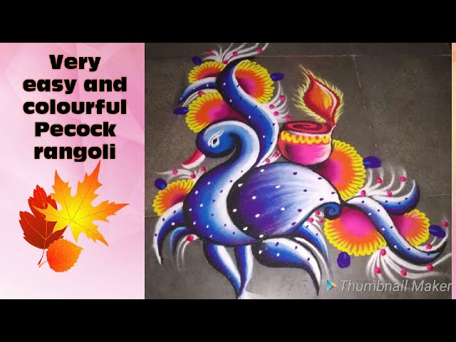 Peacock rangoli design tutorial by jyoti