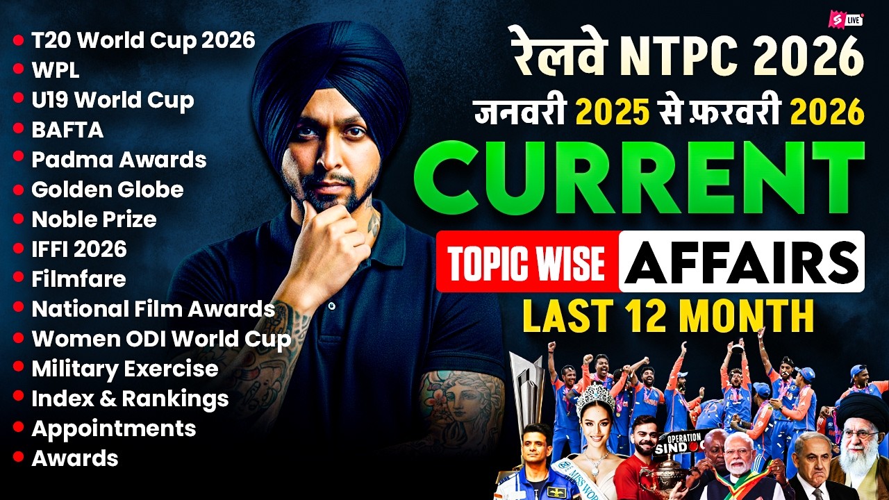 Last 1 Year Current Affairs 2026 | Yearly Current Affairs 2026 | Current Affairs  For RRB NTPC 2026