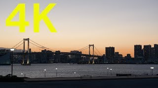 4K Japan Magic hour Night view Time Lapse Tokyo toyosu  near  Tsukiji fish market 豊洲の夕方からの景色