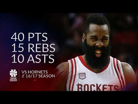 James Harden 40 pts 15 rebs 10 asts vs Hornets 16/17 season