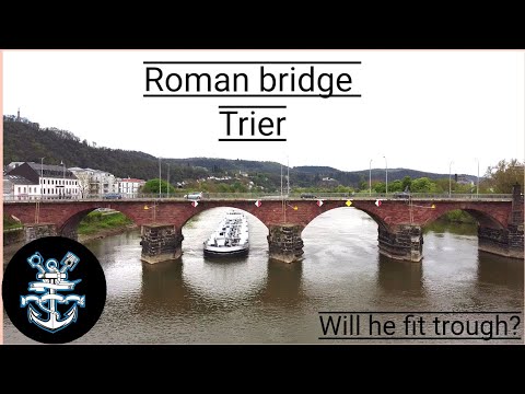 Mts Riva trough the Roman Bridge in trier on the Moselle.  #Germany #shipping