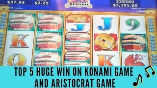 TOP 5  HUGE WIN ON KONAMI GAME and ARISTOCRAT GAME - SunFlower Slots