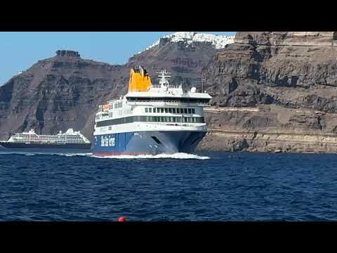 Greece Porto athinios Santorini blue star