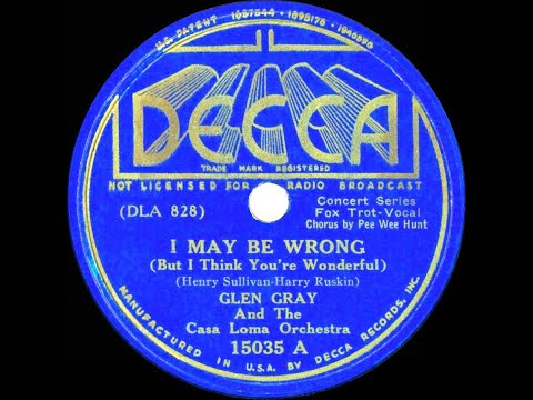 1937 Glen Gray Casa Loma - I May Be Wrong (But I Think You’re Wonderful) (Pee Wee Hunt, vocal)