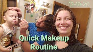FIVE MINUTE Mommy Makeup Routine | Bonus Clips with Beebs | Vlogmas Day 19