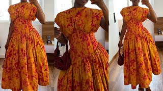 How to cut and sew an under burst corset dress with gathers.