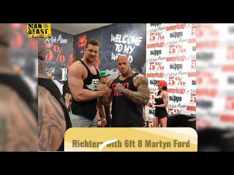 Olivier Richters 7ft2 bodybuilder Giant against giant Martyn Ford & Hafthor Bjornsson+TV appearance