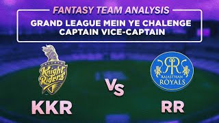KOL vs RR | Dream11 Grand League Team Picks & Analysis
