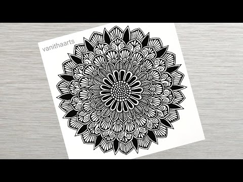 How to draw a Mandala Art for Beginners Step by Step Tutorial Easy Mandala Drawing vanithaarts