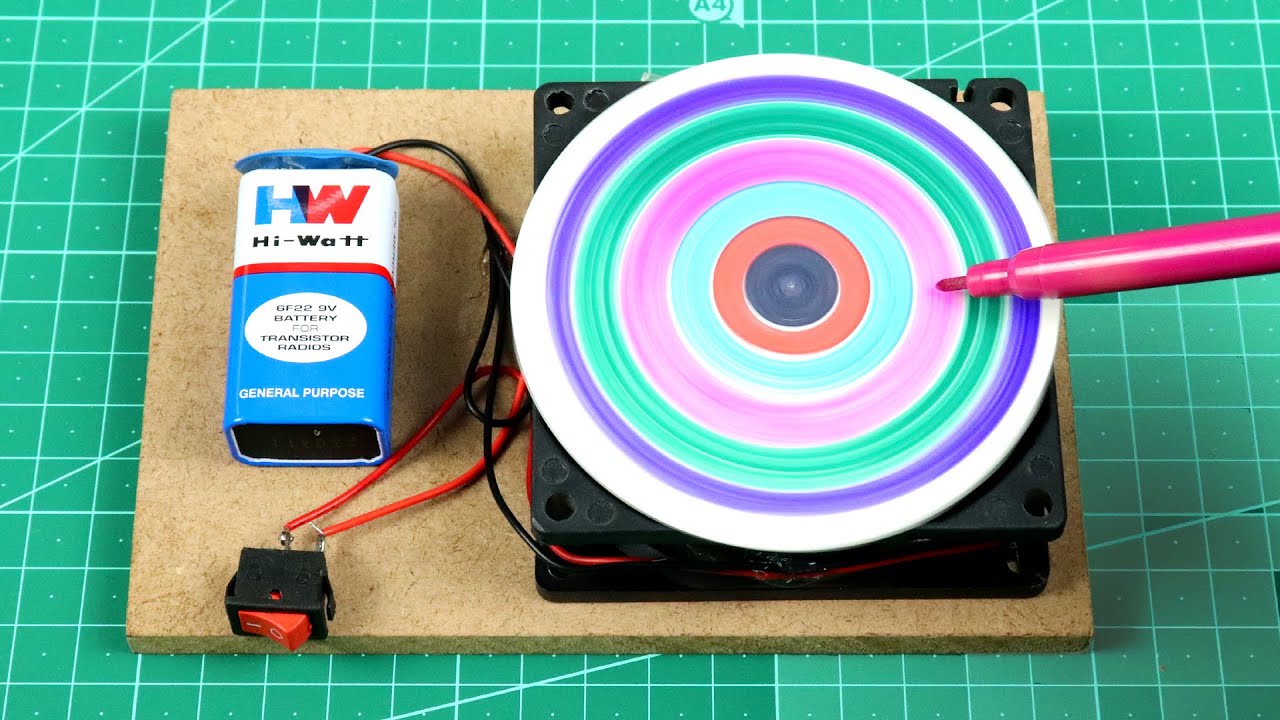 How to Make a Simple Spin Art Machine at Home | DIY Spin Art Machine Toy | School Science Project
