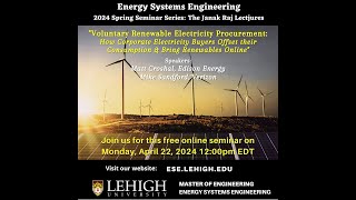 ESE Seminar 7, April 22, 2024, CROSHAL & SANDFORD: "Voluntary Renewable Electricity Procurement"