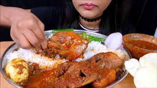 *Massive eating*Spicy chicken curry with basmathi rice (Red chicken curry)Indian food